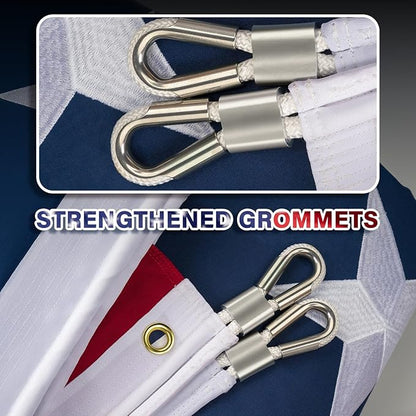 American Flag 20x38 ft TearProof Series, Heavy Duty Tough Spun Polyester USA Flags High Wind, US Flags for Outside Outdoor with Durable Embroidered Stars Sewn Stripes, 7 Brass Grommets