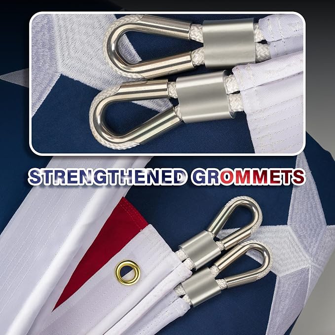 American Flag 20x30 ft TearProof Series, Heavy Duty Tough Spun Polyester USA Flags High Wind, US Flags for Outside Outdoor with Durable Embroidered Stars Sewn Stripes, 7 Brass Grommets