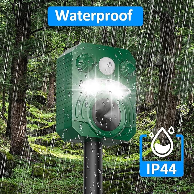 Deer Repellent Device 2 Pack Cat Repellent Outdoor Dog Repellent for Yard Solar Animal Repeller Ultrasonic Squirrel Repeller Waterproof Racoon Fox with Motion Activated Sensor Flashing Light 5 Modes