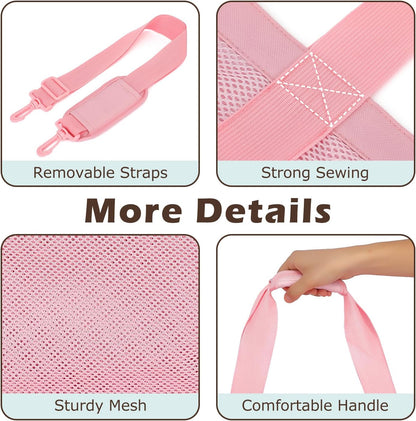 Mesh Beach Bag, Large Beach Tote with Zipper Pocket for Family Pool Bag for Toys & Vacation Essentials