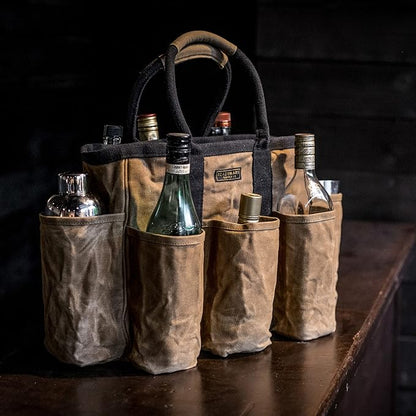 Readywares 14" Waxed Canvas Supply Bag/Garden Tool Tote/Cleaning Organizer/Mobile Bar/Versatile Storage Tote With Pockets/Utility Bag with Heavy Duty Handles