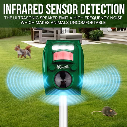 New 2025 Solar Deer Repellent Device Outdoor – Solar Animal Repeller for Outside – Rainproof Solar Rodent Repellent – Outdoor Animal Deterrent for Deers, Cats, Dogs, Mice, Birds