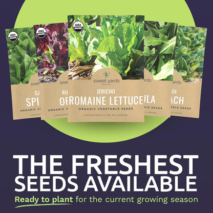 Organic Heat Tolerant Lettuce Seeds Variety Pack - 9 Individual Packs - 2025 Season - Galilee Spinach, Wild Arugula, Romaine Lettuce & More! for Indoor & Outdoor Planting (Non-GMO, Certified Organic)