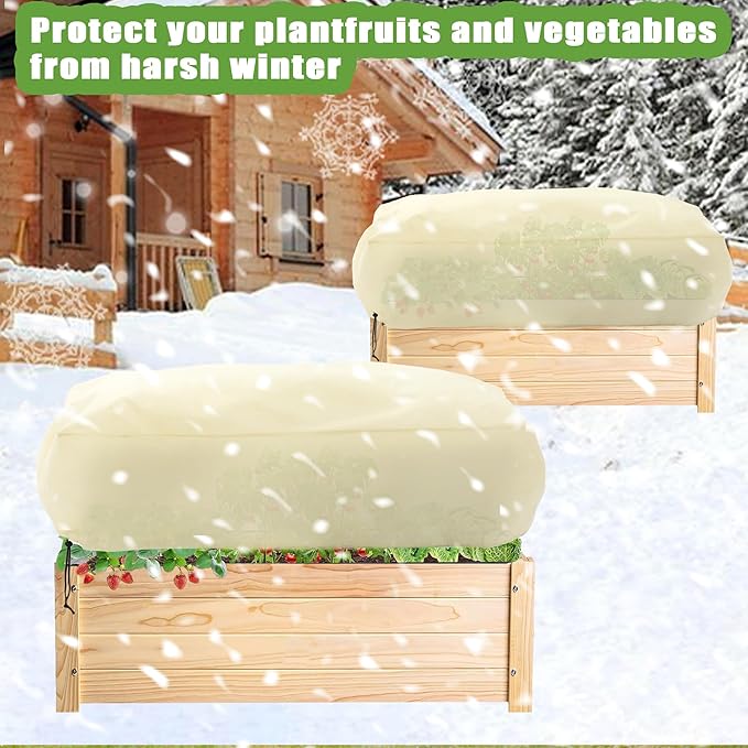 Plant Covers Freeze Protection, Winter Frost Blanket for Flower Pot Plants, Reusable Outdoor Plant Covers Freeze Protection, with Drawstring78.7x39x17.7INCH 2 pcs