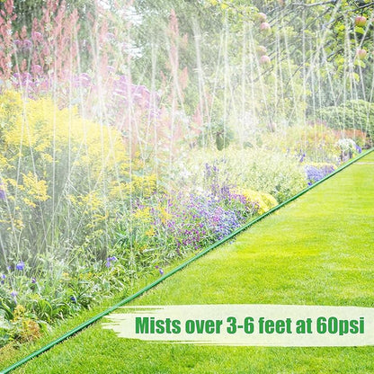 25ft Sprinkler Soaker Hose - Kink-free, Save Water, Flexible - Heavy Duty Three Tube Flat Watering Hose for Garden Yard Lawn Irrigation, With 10 Stakes