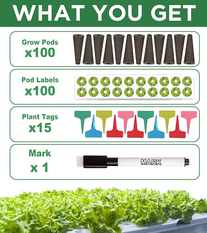 216 pcs Seed Pods Kit for Aerogarden, Grow Sponges for Hydroponics Growing System, Grow Pods for Aerogarden Kit with 100 Hydroponic Grow Sponges, 100 Pod Labels, 15 Tags, 1 Pen, Packaging May Vary