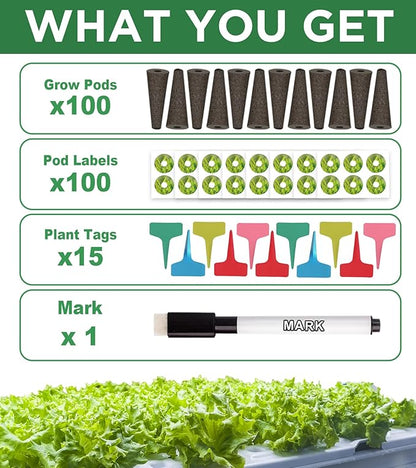 216 pcs Seed Pods Kit for Aerogarden, Grow Sponges for Hydroponics Growing System, Grow Pods for Aerogarden Kit with 100 Hydroponic Grow Sponges, 100 Pod Labels, 15 Tags, 1 Pen, Packaging May Vary