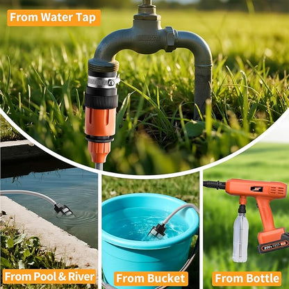 Cordless Pressure Washer, Portable Battery Power Washer Electric Car Pressure Washer Handheld with 6-in-1 Nozzle 3000mah Battery, Small Power Car Cleaner for Floor Garden Fence Depot