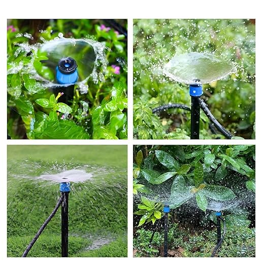 50 Pack Drip Irrigation Emitters Adjustable Irrigation Dripper 360 Degree Full Circle Pattern Water Flow Bubbler with Stake for 1/4 inch Irrigation Hose for Garden Greenhouse