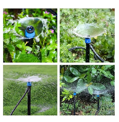 50 Pack Drip Irrigation Emitters Adjustable Irrigation Dripper 360 Degree Full Circle Pattern Water Flow Bubbler with Stake for 1/4 inch Irrigation Hose for Garden Greenhouse