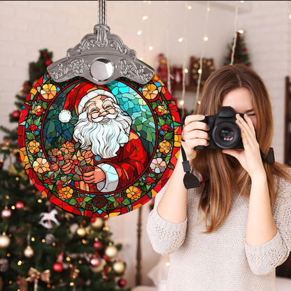 Santa Claus Colorful Christmas Ornament, Stained Glass Xmas Hanging Decor, Retro Style Funny Santa Ornaments Gift
