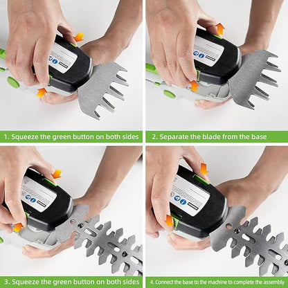 PHALANX Cordless Grass Shears 2-in-1 Handheld Hedge Trimmer,7.2V Electric Grass Trimmer Turnable Handle, Rechargeable Lithium-Ion Battery and Charger Included for Lawn/Garden