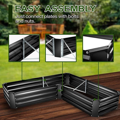 EDOSTORY Raised Bed Garden Bed Kit, 5x5x1ft Galvanized Planter Tall Raised Garden Boxes Outdoor, Large Metal Raised Garden Beds for Vegetables, Flowers, Herbs