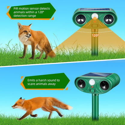 Solar Ultrasonic Animal Repellent Outdoor, Waterproof Cat Deterrent Outdoor Solar Animal Repeller Deer Repellent Device Keep Away Rabbits,Raccoons and Birds from Gardens, Farms (4)