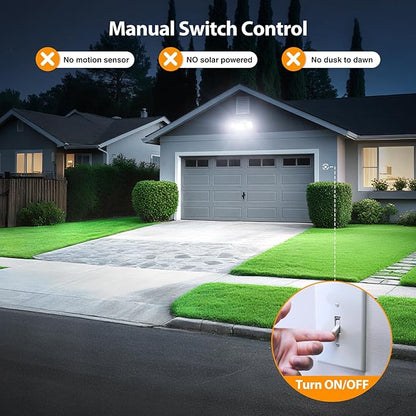 Onforu 130W LED Security Light, 13000LM Outdoor Indoor Flood Light Switch Controlled, IP65 Waterproof LED Exterior Floodlight, 6500K White Wall Mount Security Lighting for Entryway,Garage,Yard,Eave