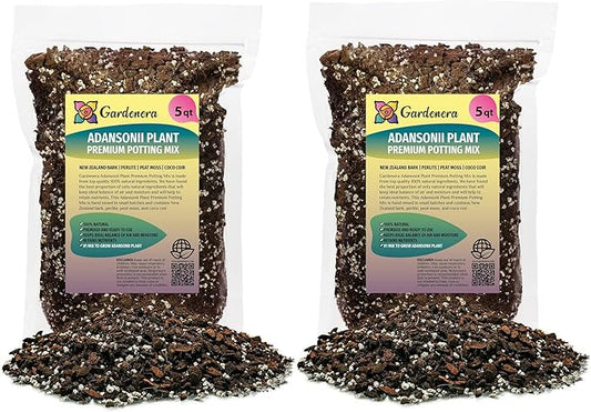 GARDENERA Monstera Adansonii Premium Soil Blend - 10 QT - Promote Aeration, Drainage & Nutrient Retention - (2 Bags of 5 Quart)