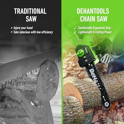 12-Inch Brushless Chainsaw, Cordless Chain saw,1000W Motor with 2 × 4.0Ah Batteries & 2 Guide Bars, 3 Chains, Lightweight Handheld Saw for Tree Trimming, Wood Cutting, Pruning