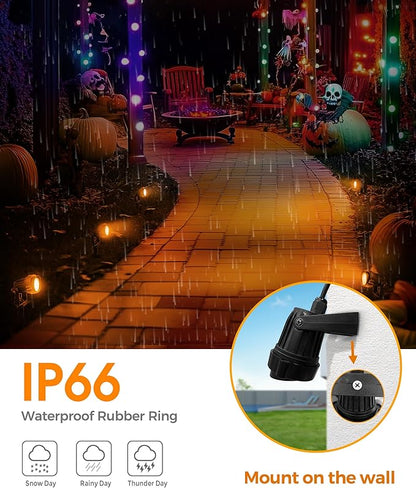 LOHAS Landscape Orange Halloween Spot Lights Outdoor, 10W Dusk to Dawn Sensor LED Spotlights for Yard, IP66 Waterproof Pathway Outside Lights, 9.84-ft Cord, Orange Lawn Decor Lamp, UL Listed,2 Pack