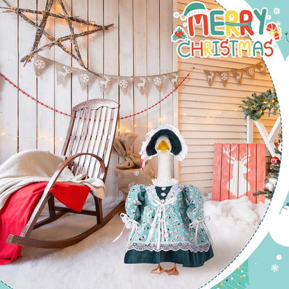 Suzile Snowman Goose Outfit Winter Dresses Christmas Clothes for 23" High Cement or Plastic Porch Goose Costume for Yard Lawn Outdoor Garden Patio Statue Xmas Holiday Decor