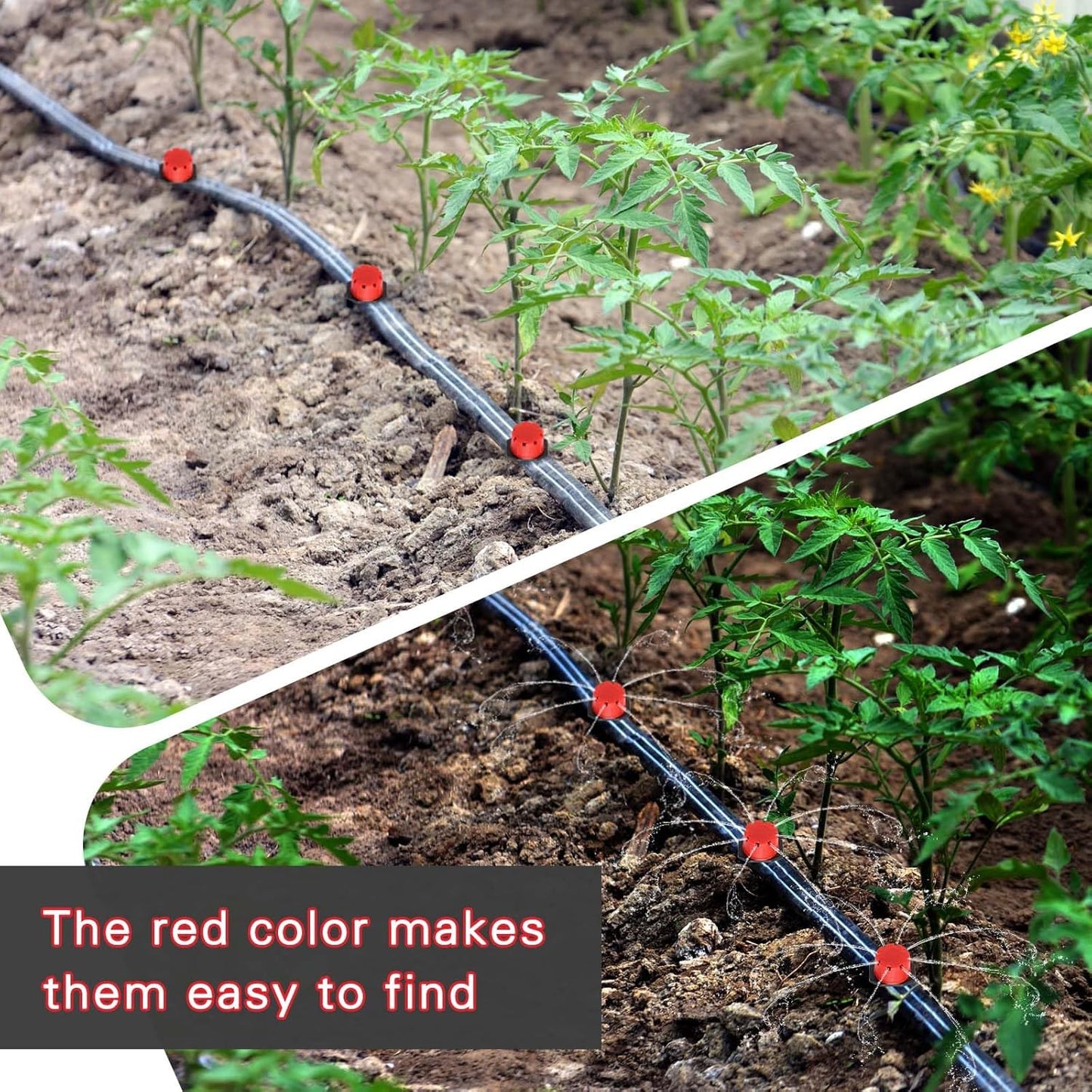 120 PCS Irrigation Drippers Sprinklers,1/4 Inch Drip Emitters, 360 Degree Adjustable Flow Dripper, 8-Hole Irrigation Nozzles for Flower Plant Watering System