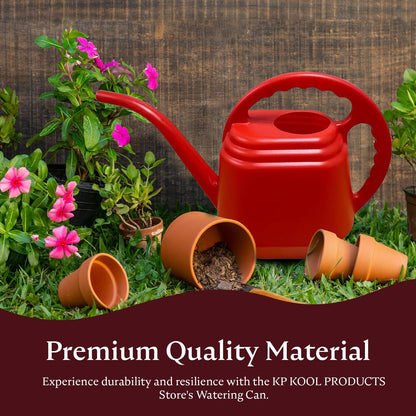 KP KOOL PRODUCTS 2 Liter Red Watering Can – Drable Plastic Indoor & Outdoor Plant Waterer – Lightweight Garden Tool with Easy Pour Spout – Perfect for Flowers, Herbs, Lawns & Houseplants – 1 Pack