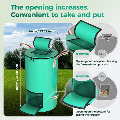 Reusable Garden Yard Waste Bag – 32 Gallon Breathable Thickened Reusable Lawn Bag, with 4 Handles for Easy Moving & Foldable Design, for Leaf & Miscellaneous Debris Collection(Green)