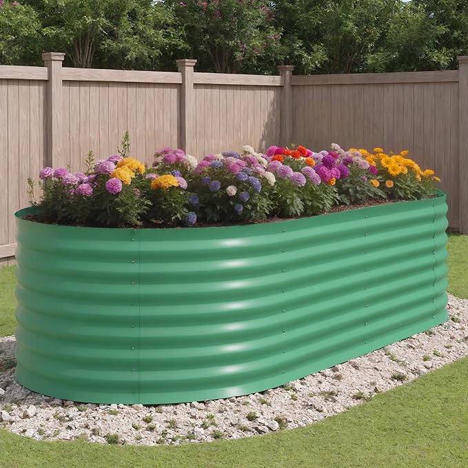 8x4x2 ft Galvanized Raised Garden Bed Outdoor, 24 in Tall Metal Planter Box for Flowers Herbs Vegetables, Rust-Resistant Raised Garden Beds for Gardening, Easy Assembly Outdoor Garden Box & Planters