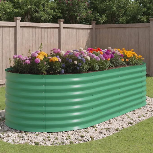 8x4x2 ft Galvanized Raised Garden Bed Outdoor, 24 in Tall Metal Planter Box for Flowers Herbs Vegetables, Rust-Resistant Raised Garden Beds for Gardening, Easy Assembly Outdoor Garden Box & Planters