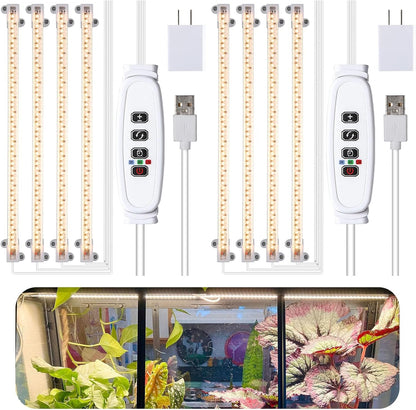LED Plant Grow lamp, 3500K Full Spectrum Growing Light Strips for Indoor Small Plants with 3/9/12H Timer & 10 Dimmable Levels, LED Growth Light for Green House Hydroponics Succulent 2 Pack