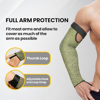 Schwer CORE Arm Protection Sleeves S081, ANSI A5 Cut Resistant Sleeves with Thumbhole, Non-PFAS Flame Resistant Welding Sleeve for Work, Kitchen, Farmers Sleeve for Gardening Arm Guards for Biting