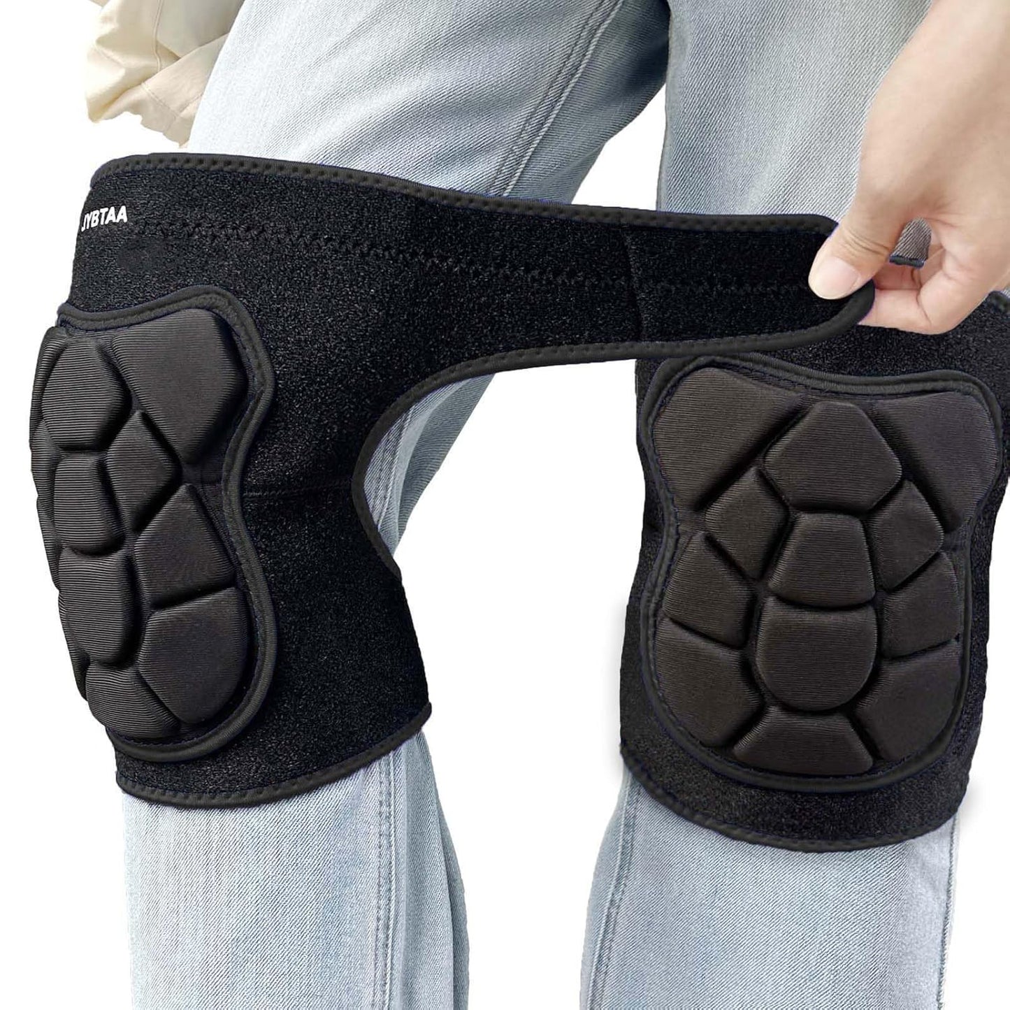 Gardening Knee Pads for Men Women, Safety Knee Pad for Cleaning Flooring Roofing Weeding Construction Work, Adjustable Anti-Slip Kneepads with Thick EVA Foam, Soft Inner Liner, Black XL. (1 Pair)