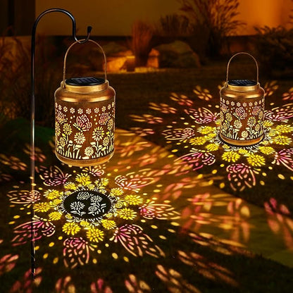 Brizled Butterfly Solar Lantern Lights with Colorful Projection, Christmas Birthday Gifts for Women Mom Grandma, Multicolor Hanging Lights Outdoor Waterproof, Solar Lantern Lights for Garden Patio