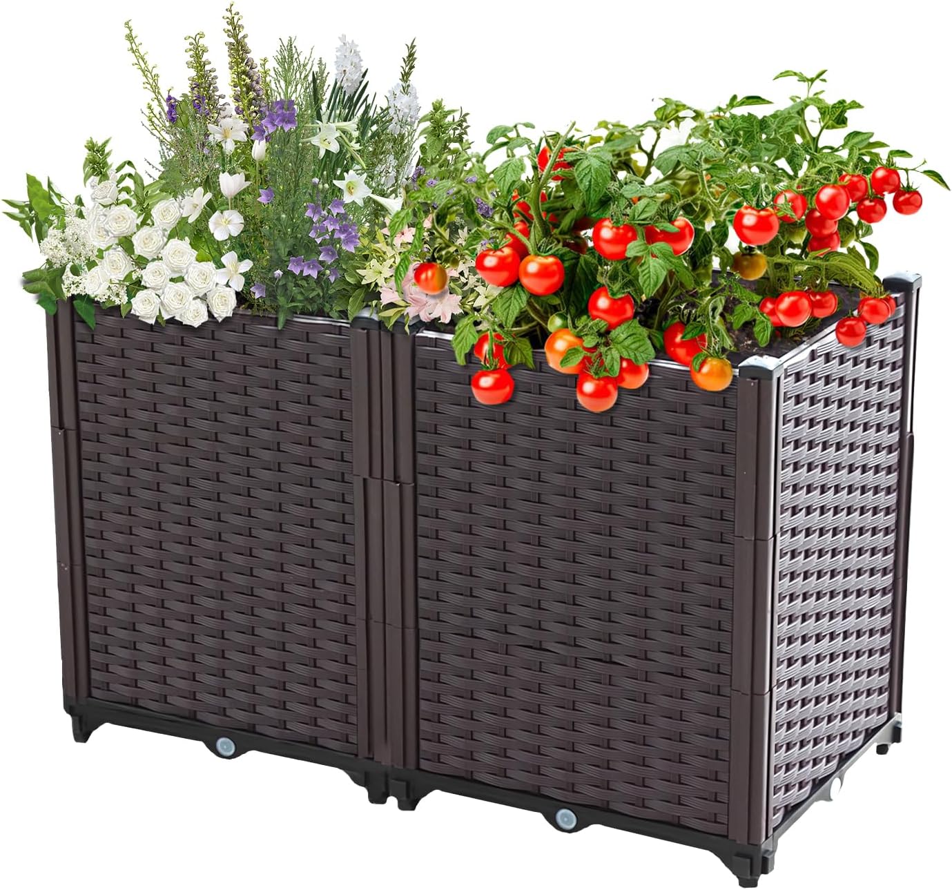 Raised Garden Bed, Planters for Outdoor Plants Raised Beds for Gardening, Plastic Planter Raised Beds for Planting Outdoor Plant Vegetables, Flowers, Fruits and Plants, 31.5"(L) x 15.7"(W) x 20.4"(H)