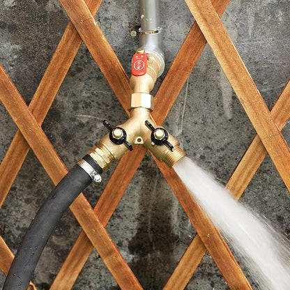 Garden Hose Splitter Full Flow Splitter No Restricted-Flow Connector Heavy Duty Brass Hose y Splitter, 2 way High Flow Hose Bib Adapter with Shut Off Valves (Butterfly Handle)