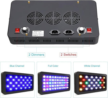 ARKNOAH LED Aquarium Light 165W, Full Spectrum Fish Tank Light Dimmable Brightness for Freshwater and Saltwater Aquariums, Energy-Efficient Coral & Plant Growth