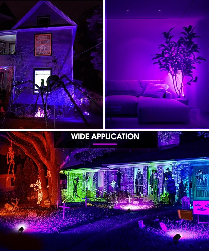 LOHAS Landscape Purple Light, Spot Lights Outdoor, 10W Dusk to Dawn Sensor LED Spotlights for Yard, IP66 Waterproof Pathway Outside Lights, 9.84-ft Cord, Lawn Decor Lamp, UL Listed,2 Pack