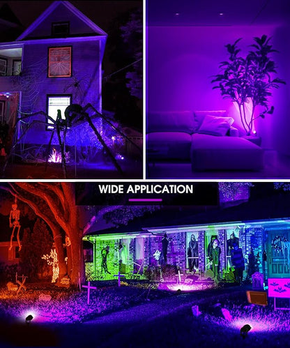 LOHAS Landscape Purple Light, Spot Lights Outdoor, 10W Dusk to Dawn Sensor LED Spotlights for Yard, IP66 Waterproof Pathway Outside Lights, 9.84-ft Cord, Lawn Decor Lamp, UL Listed,2 Pack