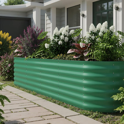 8x2x1.5 ft Galvanized Raised Garden Bed Outdoor, 18 in Tall Metal Planter Box for Flowers Herbs Vegetables, Rust-Resistant Raised Garden Beds for Gardening, Easy Assembly Outdoor Garden Box & Planters