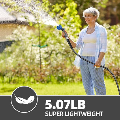 SPECILITE 50ft 304 Stainless Steel Garden Hose Metal, Heavy Duty Water Pipe with Nozzles for Yard, Outdoor - Flexible, Never Kink & Tangle, Puncture Resistant (Black)