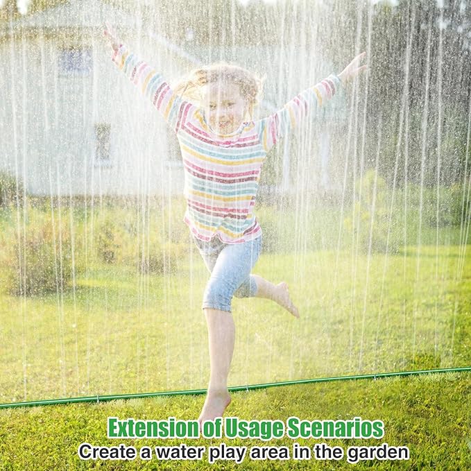 75ft Sprinkler Soaker Hose - Kink-Free, Save Water, Flexible - Heavy Duty Three Tube Flat Watering Hose for Garden Yard Lawn Irrigation, with 25 Stakes