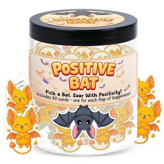 Positive Bat Jar with 60 Affirmation Cards, Emotional Support Bat, Halloween Gifts For Women Teens, Bats Halloween Decor, Bat Gifts, Boo Basket Stuffers For Women