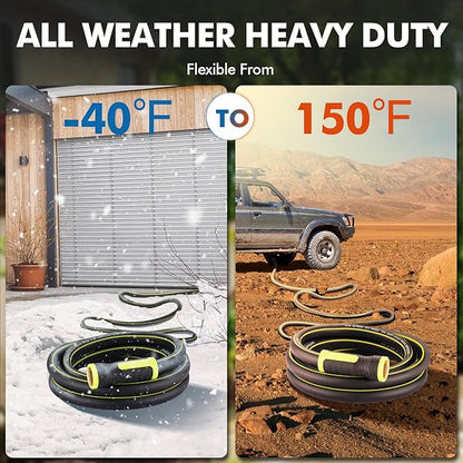 Garden Hose 3FT - PHLEX PRO Water Hose Heavy Duty Premium 5/8'' Rubber 3-Layer, Innovation Flexible Hybrid Lightweight Water Hose, Full Brass Male to Female Fittings
