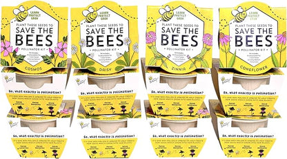 Buzzy Seeds Save The Bees Biodegradable Grow Kit | Herb, Plant, Flower Starter Kit for Kids & Adults | Assorted Wildflowers 12-Pack | Guaranteed to Grow | Best Indoor Grow Your Own Plant