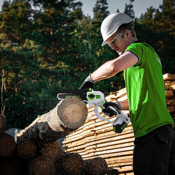 Gardtech Mini Chainsaw Cordless 6 Inch - Portable Electric Chainsaw Cordless Battery Powered, Handheld Small Chain Saw with 2-side Security Lock [Southpaws Friendly] for Wood Cutting, Pruning Branches