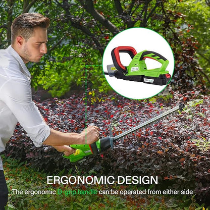 VIVOSUN 20" Cordless Hedge Trimmer, 20V Electric Bush Trimmer, 1400 RPM Shrub Trimmer, Dual-Action Laser Blade, 3/5" Cutting Capacity, Lightweight & Compact, 2Pcs Batteries and Fast Charger Included