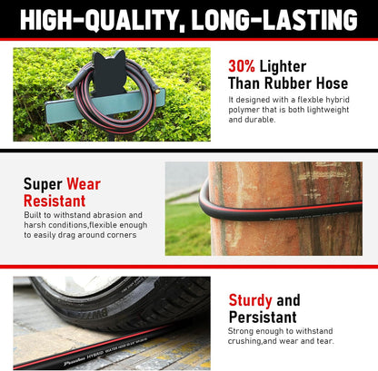 Short Garden Hose 10ft x 5/8", NON-EXPANDABLE Heavy Duty Premium Flexible Water Hose, No Kink, Leakproof, Lightweight Hybrid Hose with Male to Female Fittings for Household&Backyard