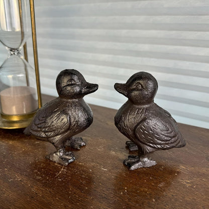 Rust Brown Cast Iron Duck Figurine (3.6" Tall) - Single Piece Vintage Style Decorative Ornament for Home, Garden, Shelf Decor HC6905