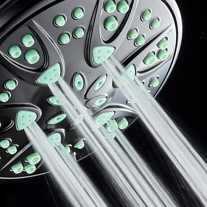 AquaDance Antimicrobial – Anti-Clog High-Pressure 6-Setting Hand Shower with Microban Nozzle Protection from Growth of Mold, Mildew & Bacteria for Stronger Shower! 3 Jet Color Choices – 4" Coral Green