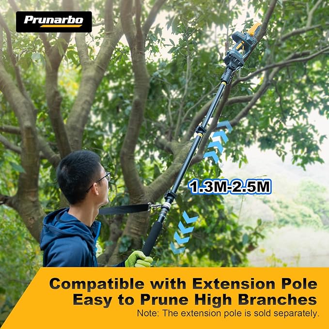 Extendable Pole for Cordless Electric Pruning Shear, Telescopic Pole 4.2-8.2 ft Extension for Gardening Tree Pruner Extended Cutting Reach for Professional Battery Secateurs Heavy Duty