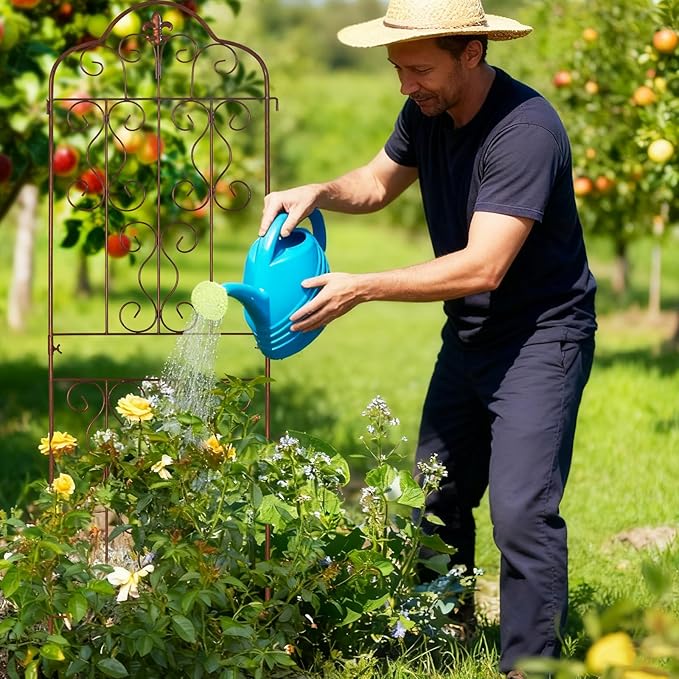 hogardeck 4 Packs 60 * 18 inch Metal Garden Trellis for Climbing Plants Outdoor,Heavy Duty,Gold Coating Rustproof Trellis for Rose, Vegetable, Flowers, Expandable,Perfect for Training Climbing Plants